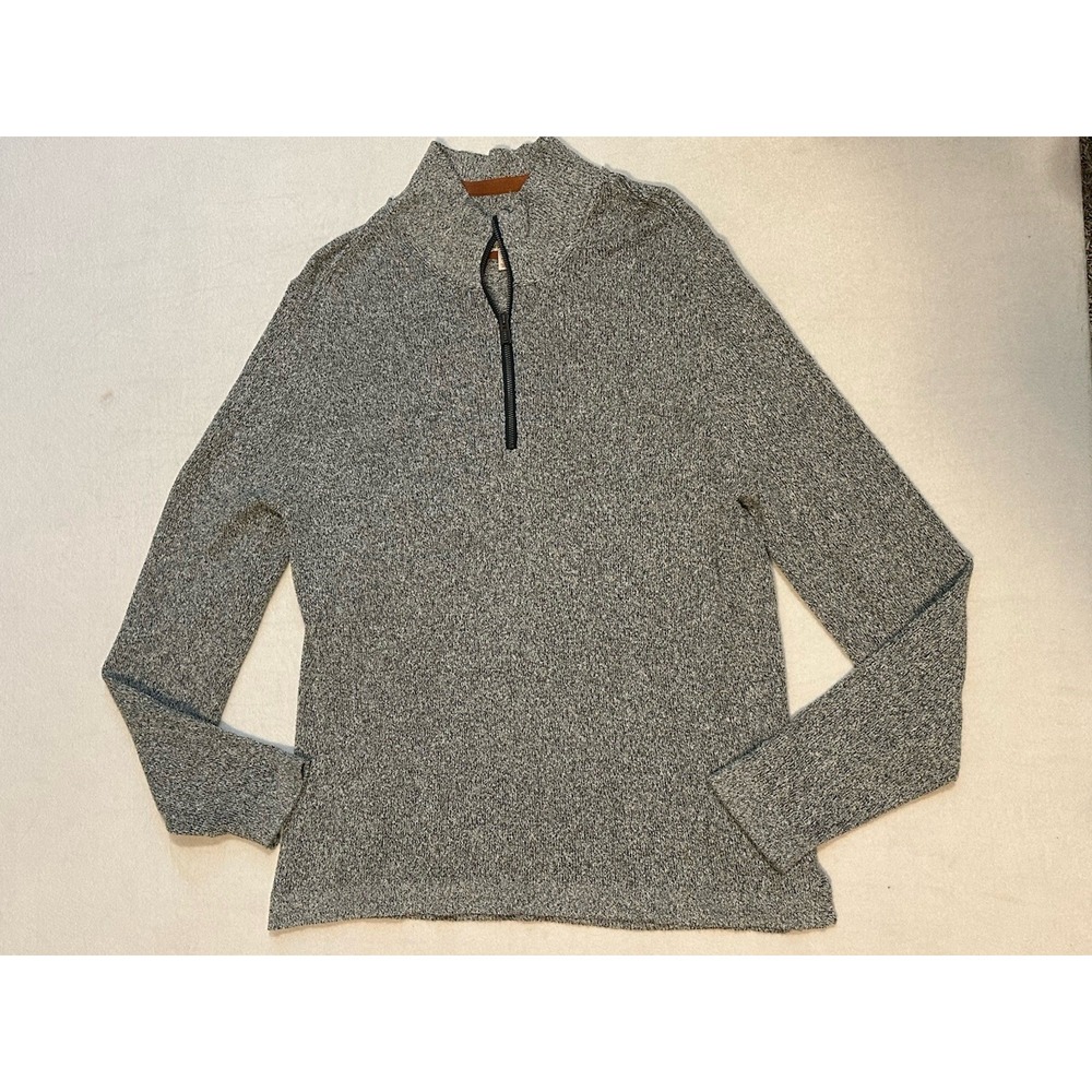 Carbon 2 Cobalt Canal 1/4 Zip Sweater Mock Neck Pullover Marled Gray Men Large